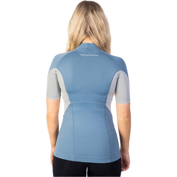 2024 Gul Frauen Recore Kurzarm Uv Rashguard Rg0330 - Blau / Grau